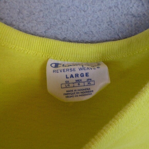 Champion Shirt Womens Large L Yellow Reverse Weave Crop Top Colorful Cotton - Picture 5 of 11